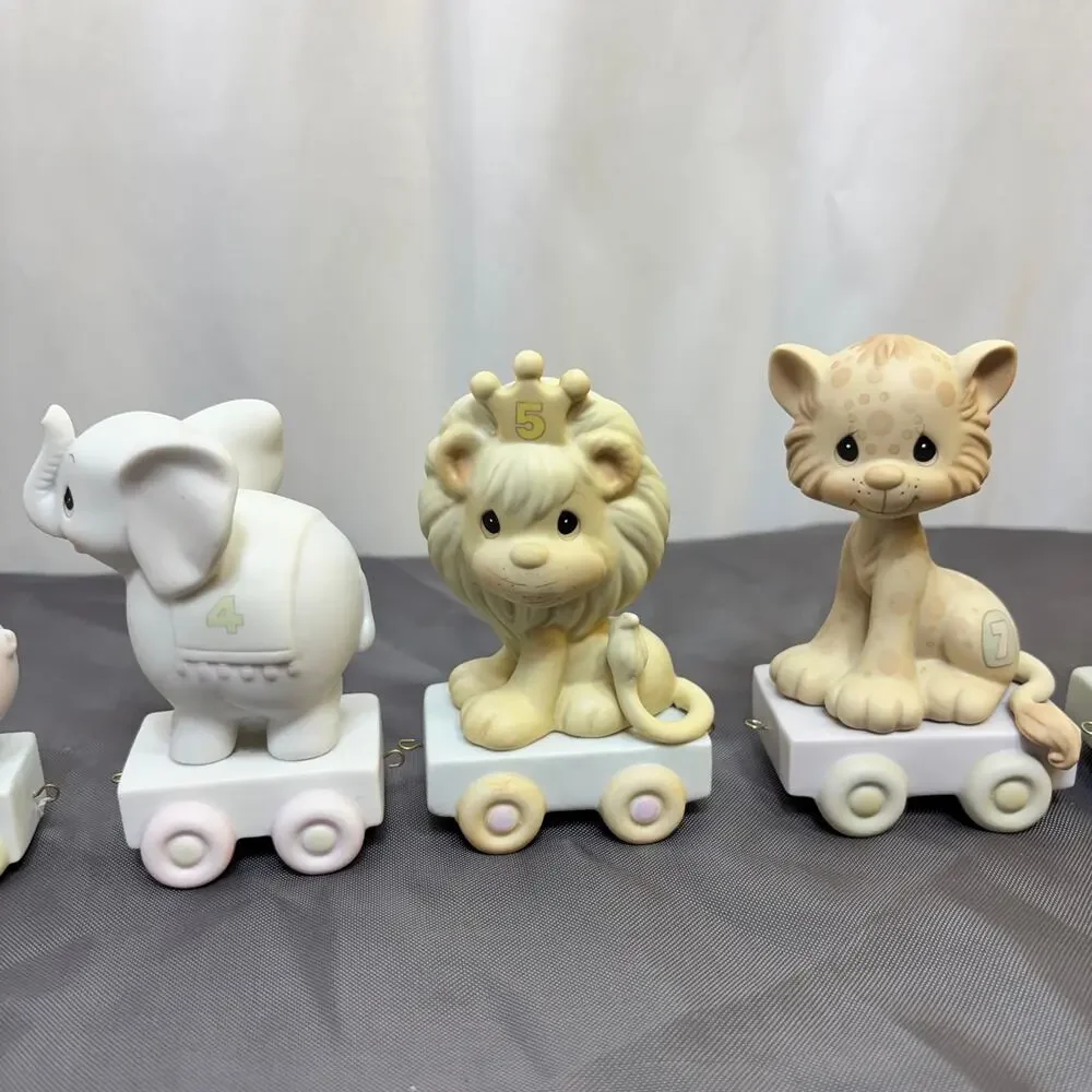 Vintage Precious Moments Birthday Train Figurines Lot of 7; 1-5 and 7-8 No Boxes